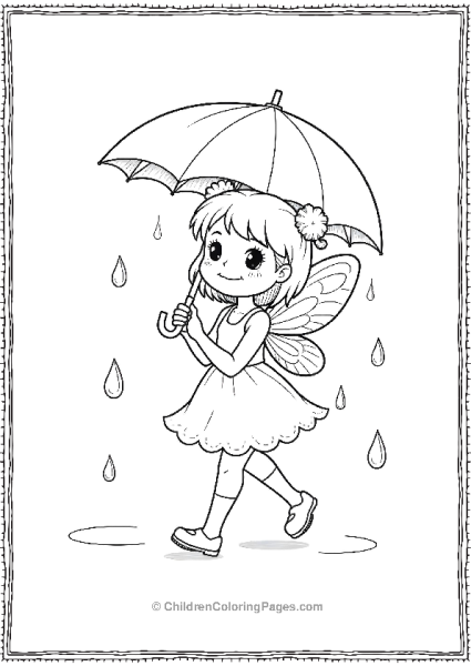 A Fairy Holding An Umbrella Walking In The Rain Free PDF Printable