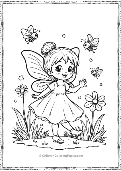 A Fairy Playing In A Garden With Butterflies And Bees Free PDF Printable