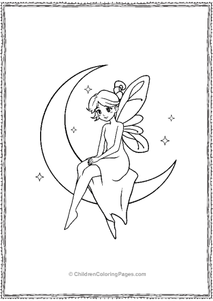 A Fairy Sitting On A Crescent Moon With Stars Free PDF Printable