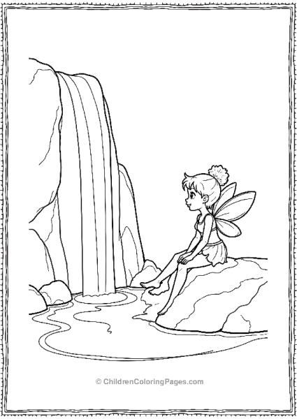 A Fairy Sitting On A Rock Beside A Waterfall Free PDF Printable