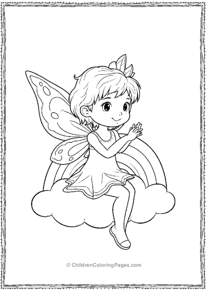 A Fairy Sitting On A Small Cloud Holding A Rainbow Free PDF Printable