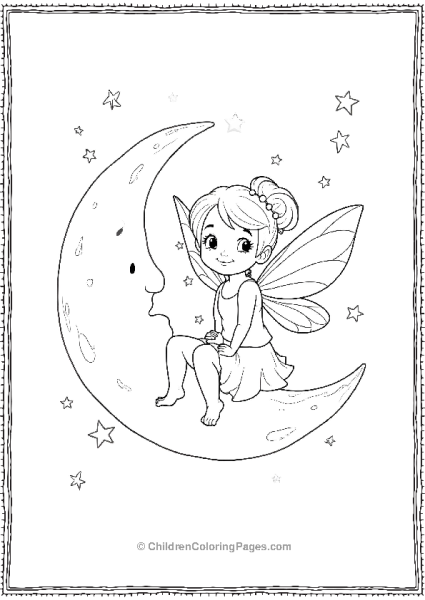 A Fairy Sitting On The Moon With Stars Twinkling Free PDF Printable