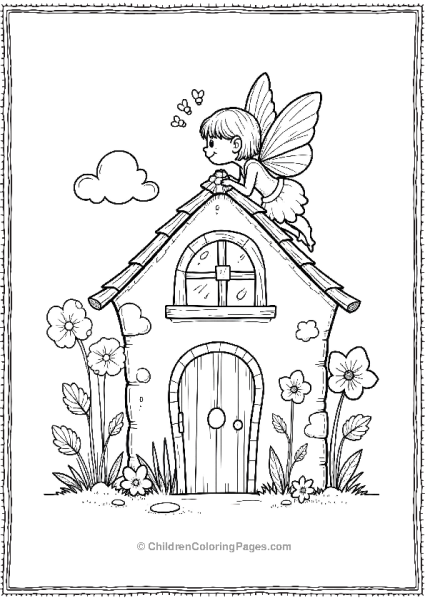 A Fairy Sitting On The Windowsill Of A Small House Free PDF Printable