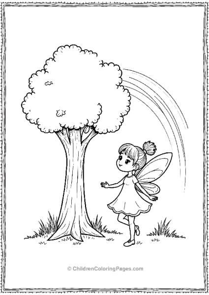 A Fairy Standing Beside A Large Tree Free PDF Printable