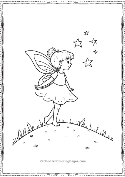 A Fairy Standing On A Hilltop With A Few Simple Stars Free PDF Printable