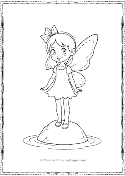 A Fairy Standing On A Small Rock With Minimal Line Art Free PDF Printable