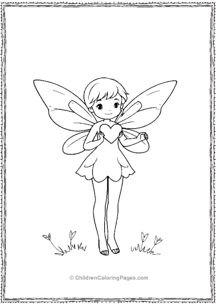 A Fairy With A Simple Heart In Her Hand Standing Free PDF Printable