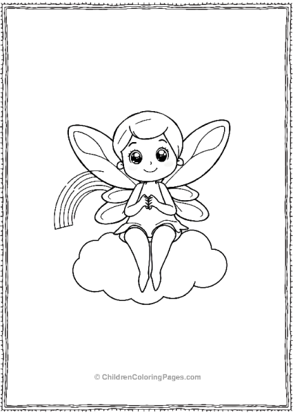 A Fairy With Big Eyes And A Wide Smile Sitting On A Flower Free PDF Printable