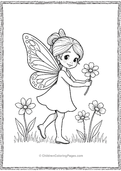 A Fairy With Detailed Butterfly Like Wings Holding A Flower Free PDF Printable