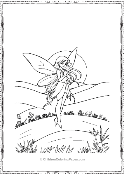 A Fairy With Long Flowing Hair Standing On A Hill Free PDF Printable