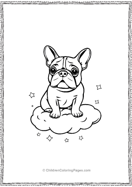 A French Bulldog On A Cloud With Simple Stars Free PDF Printable