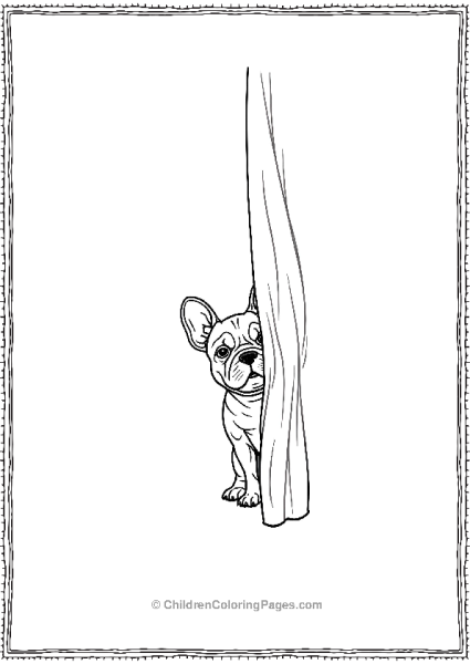 A French Bulldog Peeking Out From Behind A Curtain Free PDF Printable