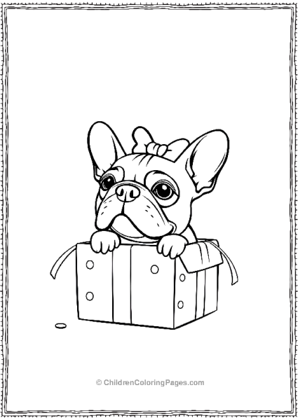 A French Bulldog Popping Out Of A Gift Box Free PDF Printable