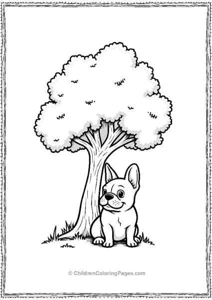 A French Bulldog Sitting Under A Big Tree Free PDF Printable