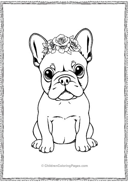 A French Bulldog Sitting With A Flower Crown Free PDF Printable