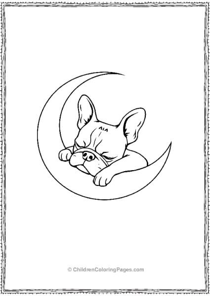 A French Bulldog Sleeping In A Crescent Moon Shape Free PDF Printable