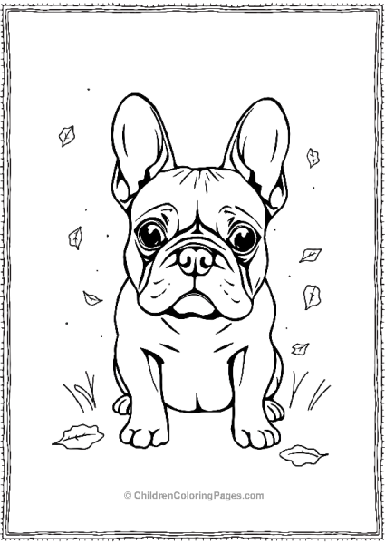 A French Bulldog With A Few Simple Autumn Leaves Free PDF Printable