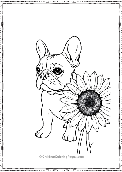 A French Bulldog With A Giant Sunflower Free PDF Printable