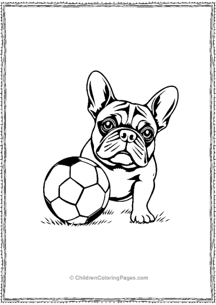 A French Bulldog With A Soccer Ball Free PDF Printable