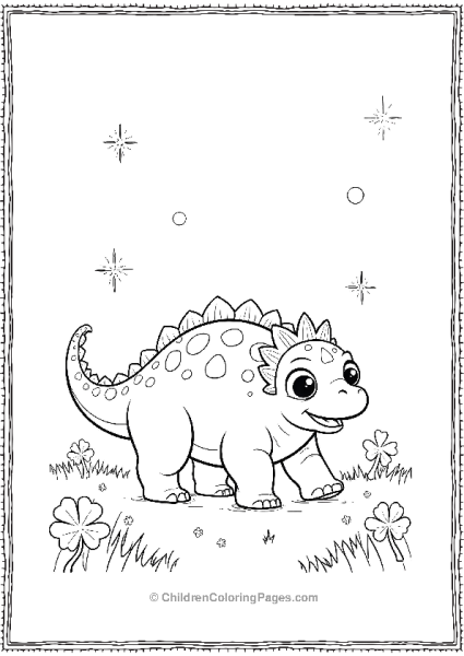 A Happy Big Eyed Ankylosaurus Walking In A Field Free PDF Printable