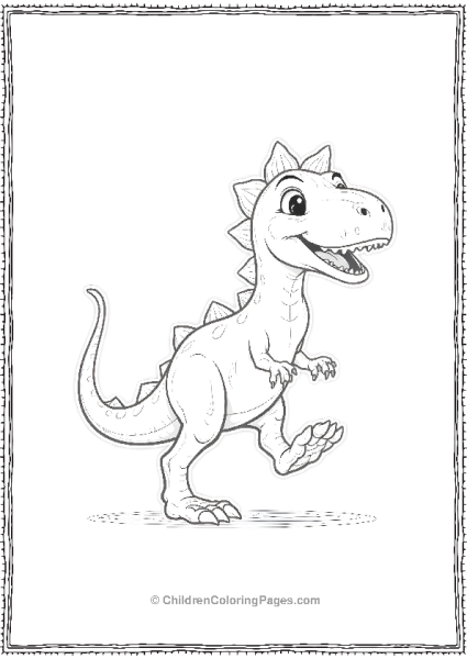 A Happy Dilophosaurus Running On A Flat Surface Free PDF Printable