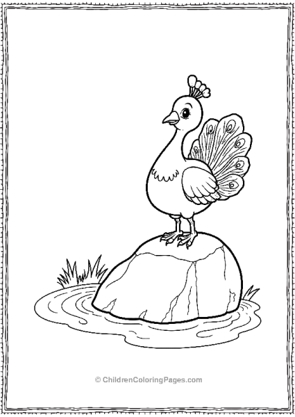 A Happy Peacock Sitting On A Rock In The Meadow Free PDF Printable