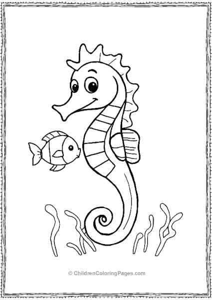 A Happy Seahorse With A Tiny Fish Swimming Next To It Free PDF Printable