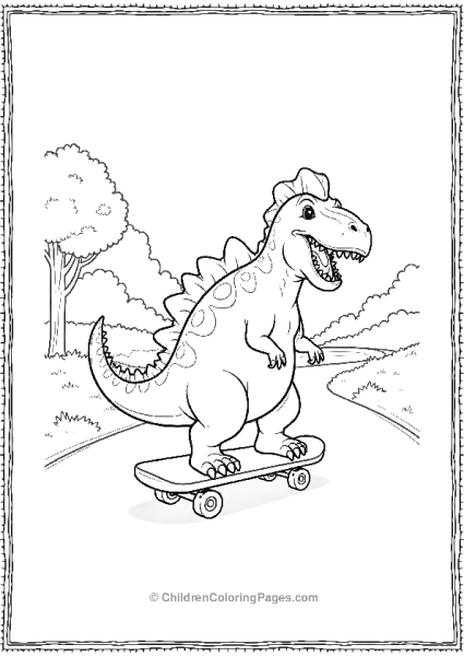 A Joyful Ankylosaurus Riding A Skateboard On A Smokey Road Free PDF Printable