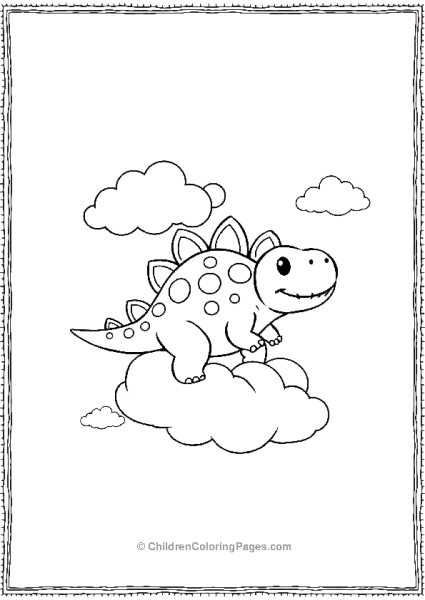 A Kawaii Ankylosaurus Flying Through Fluffy Clouds Free PDF Printable