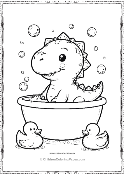 A Kawaii Ankylosaurus In A Bubble Bath Free PDF Printable