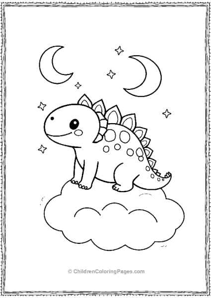 A Kawaii Ankylosaurus Sitting On A Cloud Free PDF Printable