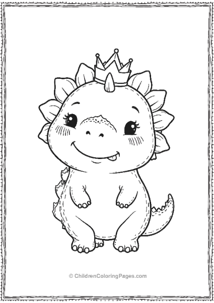 A Kawaii Ankylosaurus Smiling Wearing A Tiny Crown Free PDF Printable