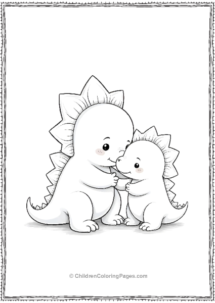 A Kawaii Ankylosaurus Snuggling With A Plush Toy Free PDF Printable