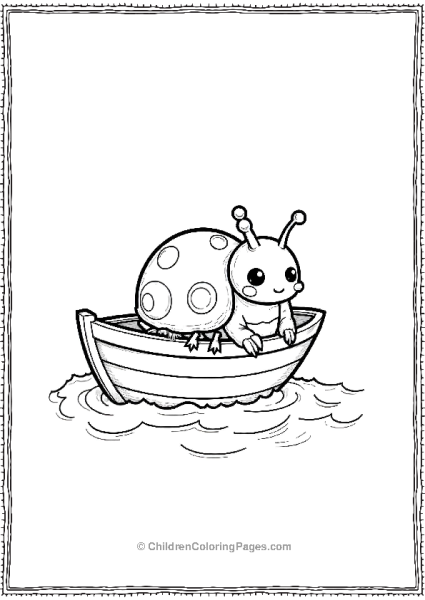 A Kawaii Beetle In A Tiny Boat Floating On Simple Water Free PDF Printable