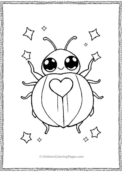 A Kawaii Beetle With Big Eyes And A Tiny Heart Free PDF Printable