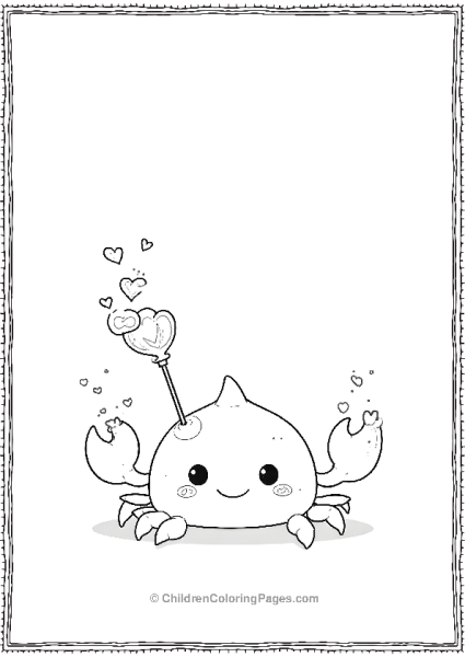 A Kawaii Crab Blowing Tiny Hearts From A Bubble Free PDF Printable