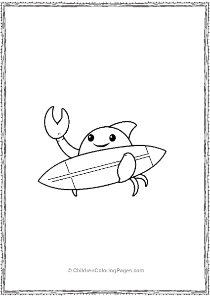 A Kawaii Crab Carrying A Tiny Surfboard Free PDF Printable