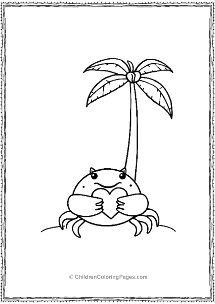 A Kawaii Crab Holding A Heart Sitting Under A Tiny Tree Free PDF Printable