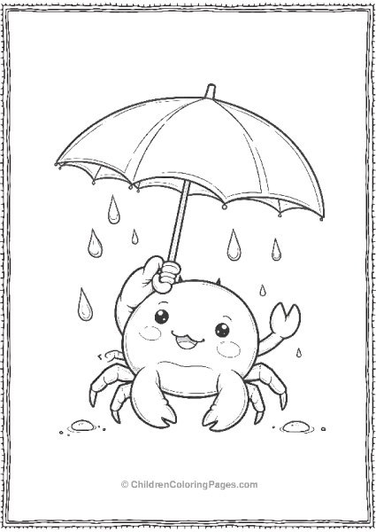 A Kawaii Crab Holding An Umbrella And Smiling At The Free PDF Printable