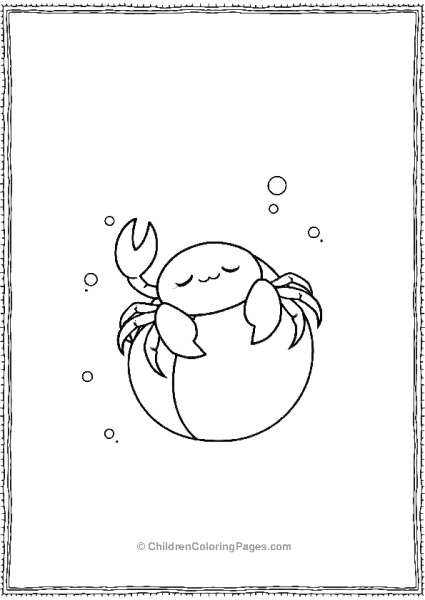 A Kawaii Crab Sleeping On A Beach Ball Free PDF Printable