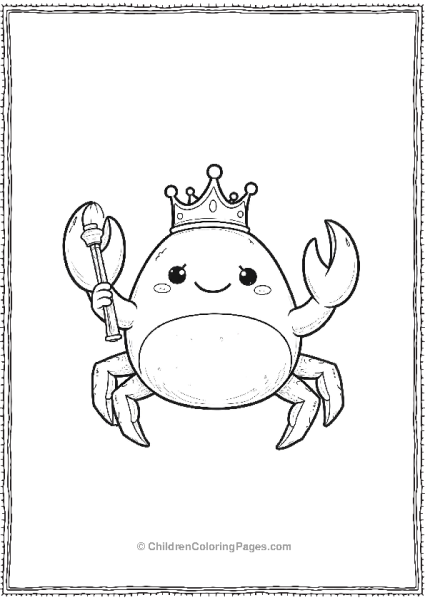 A Kawaii Crab Wearing A Crown And Holding A Tiny Sword Free PDF Printable