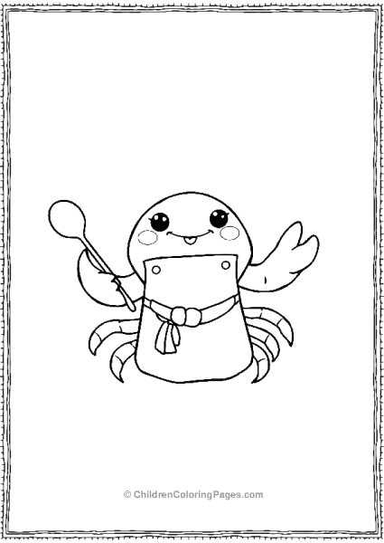 A Kawaii Crab Wearing A Tiny Apron And Holding A Spoon Free PDF Printable