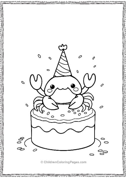 A Kawaii Crab With A Party Hat And Confetti Free PDF Printable