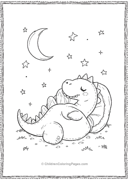 A Kawaii Dilophosaurus In A Sleeping Bag Free PDF Printable