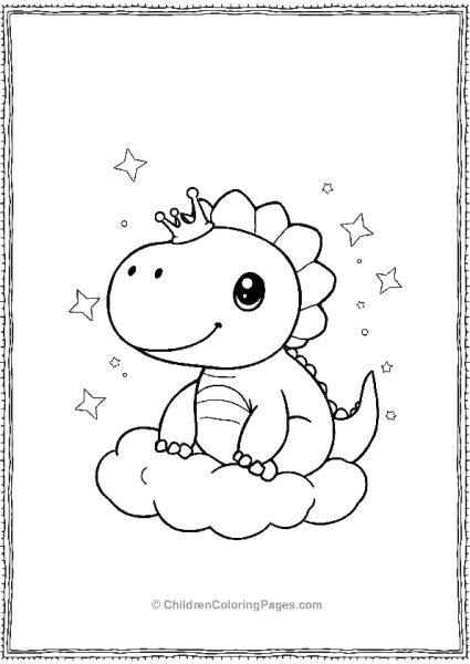 A Kawaii Dilophosaurus Wearing A Tiny Crown Free PDF Printable