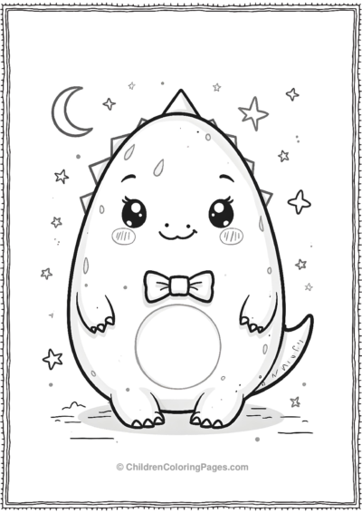 A-Kawaii-Dinosaur-Egg-With-A-Bow-Tie Free PDF Printable