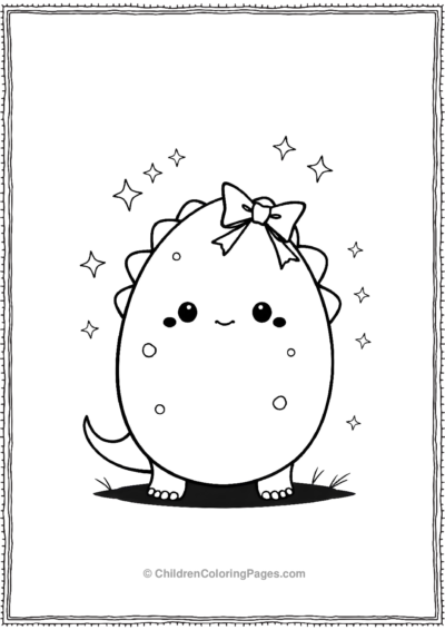 A-Kawaii-Dinosaur-Egg-With-A-Small-Bow-On-Its-Head Free PDF Printable