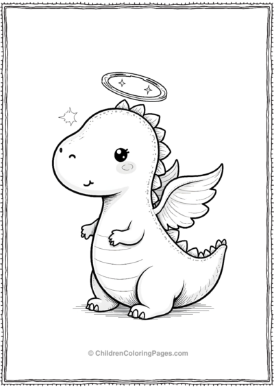 A-Kawaii-Dinosaur-Egg-With-Little-Angel-Wings Free PDF Printable