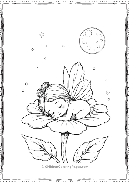 A Kawaii Fairy Sleeping On A Flower Petal Free PDF Printable