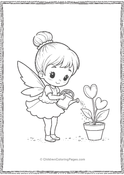 A Kawaii Fairy Watering A Tiny Plant Free PDF Printable